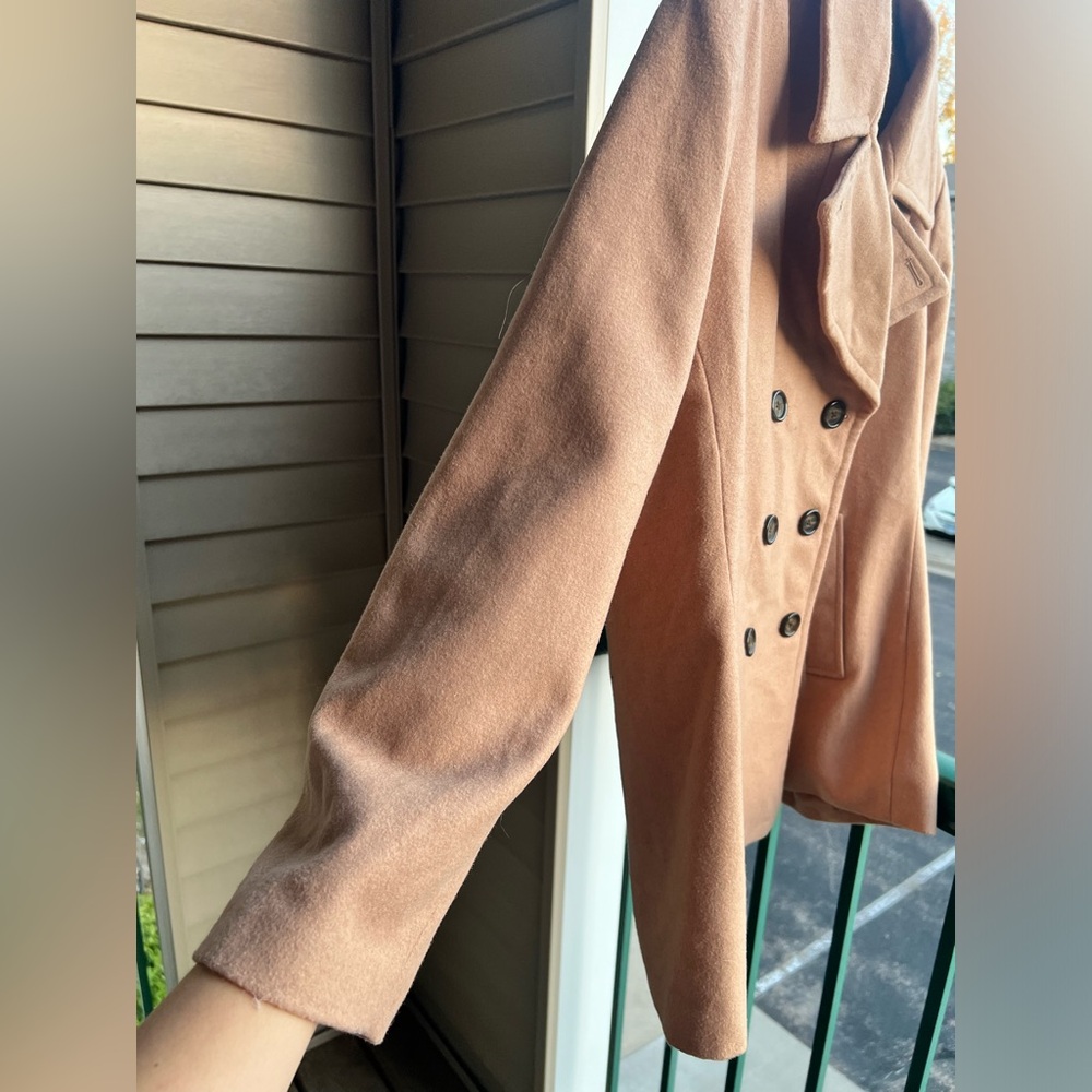 π Old Navy Camel Double-Breasted Peacoat Jacket XXL Classic Warm Wool Blend Coat - Picture 12 of 15